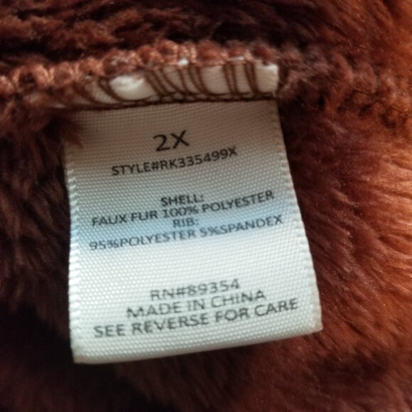 No Comment Faux Fur Brown Sweatshirt Women's Plus Size 2X Soft Cozy Bear - Picture 6 of 6